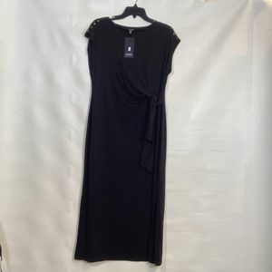 LBD Jones New York Long Black Summer Dress Women's Size M With Short Side Slits